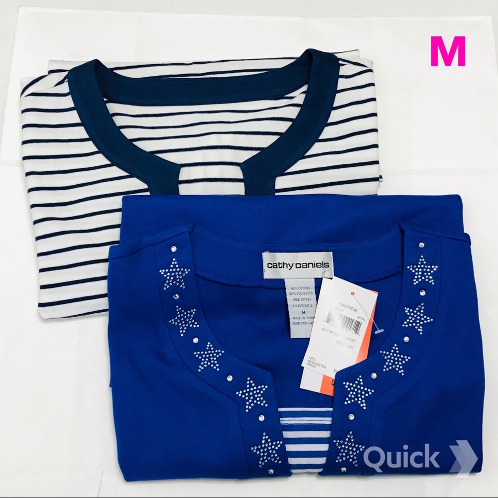 M - New Bundle of 2 Cathy Daniels Short Sleeve Tops
